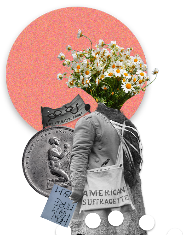 illustration of a suffragette with chamomile